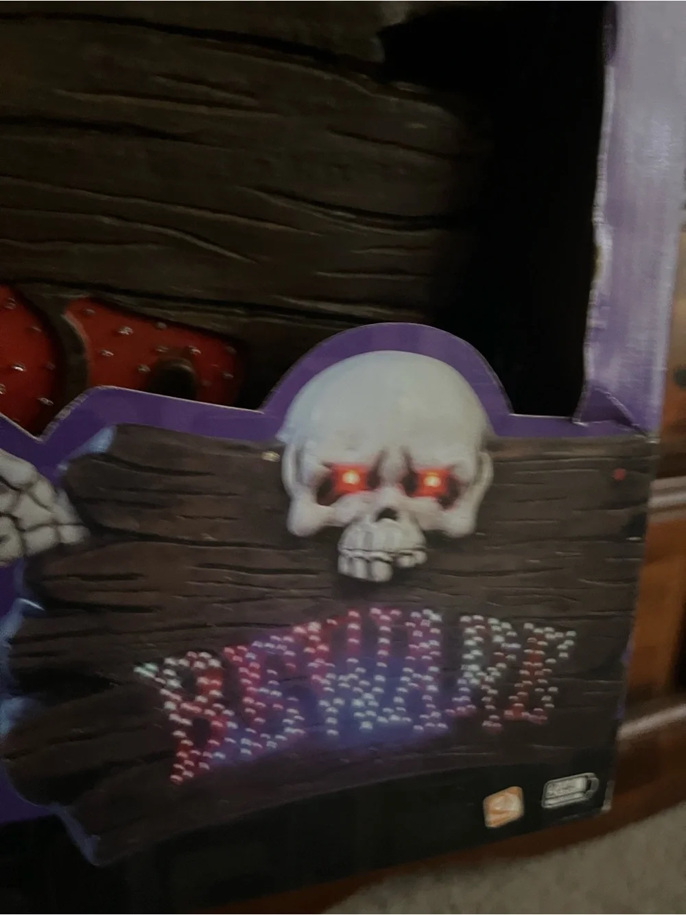 Halloween Fiber Optic 'Beware' Skull Sign and 16inch rocking witch